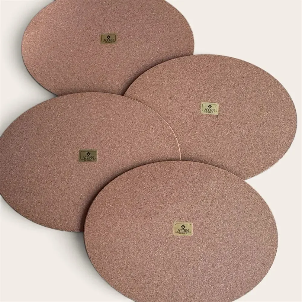 Vintage Acorn New Canaan CT Cork Placemats Emerald Green With Gold Pinapple 4pcs